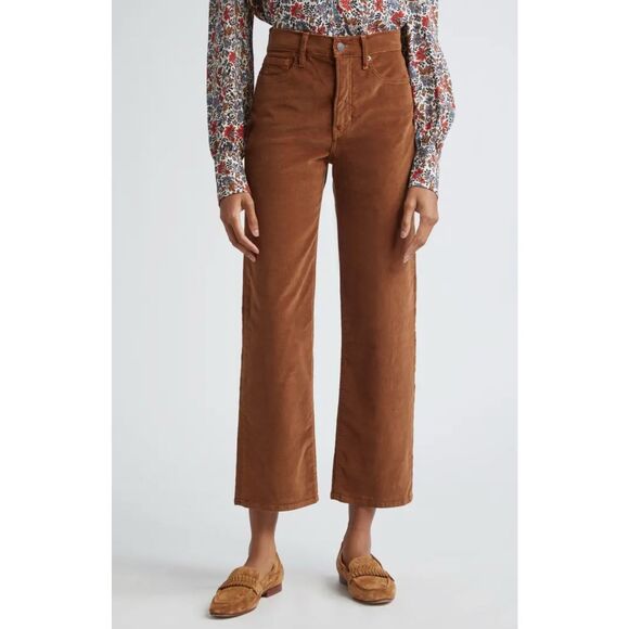 Veronica Beard Crosbie Wide Straight Leg Crop Corduroy Pants - Picture 1 of 8